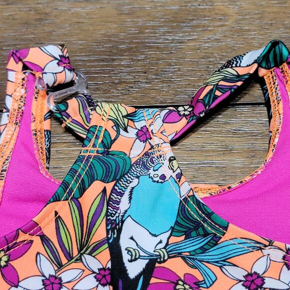 Cat & Jack Infant Orange & Pink Floral Parakeet Swimsuit w/ Tutu - Size 18m - Picture 5 of 6
